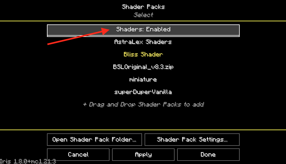 Enable shaders